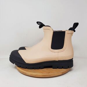 Everlane Boots Womens 9 The Rain Boot Nude Rubber Ankle Chunky Lug Heel Shoes